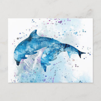 Dolphin Colourful Art Design | Dolphin Lover  Announcement Postcard