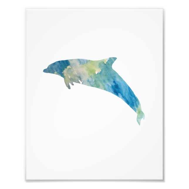 Dolphin Colourful Watercolor Photo Print (Front)