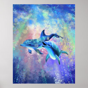 Dolphin Couple - Add Your Picture / Text Poster