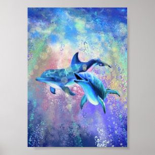 Dolphin Couple - Add Your Picture / Text Poster