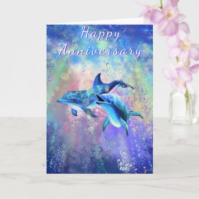 Dolphin Couple Anniversary Card - Love (Orchid)