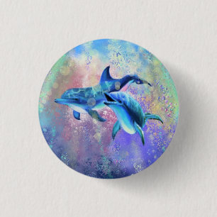 Dolphin Couple - Beautiful 3 Cm Round Badge