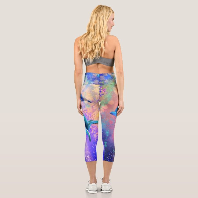 Dolphin Couple - Beautiful  Capri Leggings (Back)