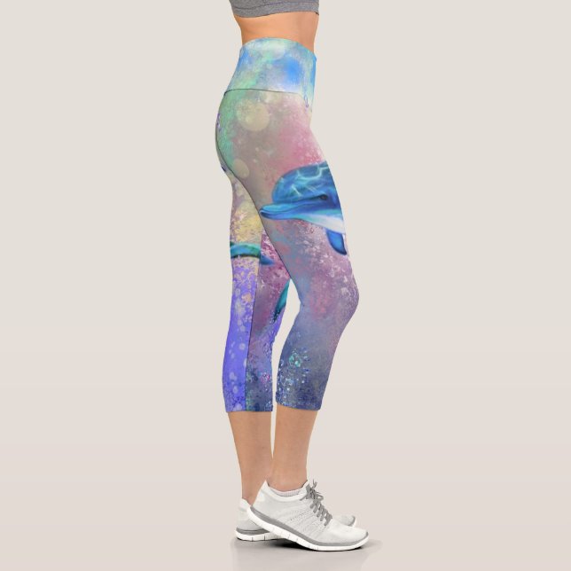 Dolphin Couple - Beautiful Capri Leggings (Right)