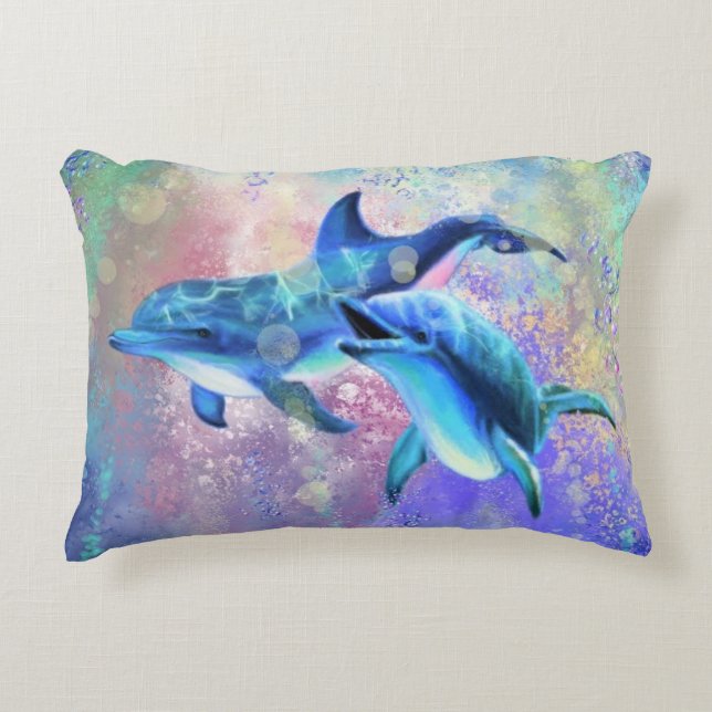 Dolphin Couple - Beautiful - Decorative Cushion (Front)