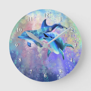 Dolphin Couple - Beautiful Round Clock