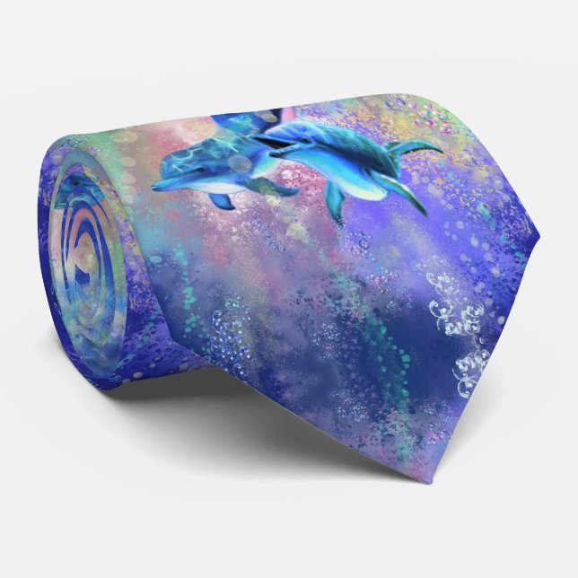 Dolphin Couple - Beautiful Tie (Rolled)