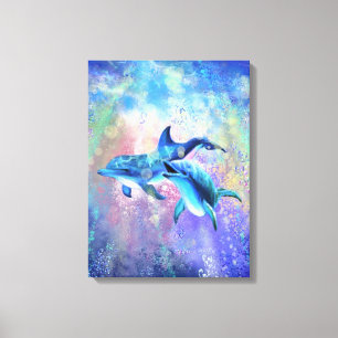 Dolphin Couple - Happy - Canvas Print