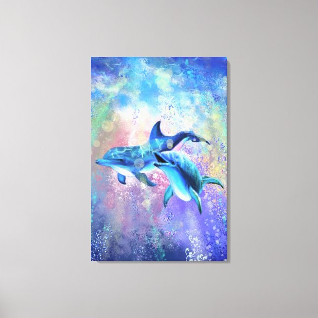 Dolphin Couple - Happy - Canvas Print (Front)