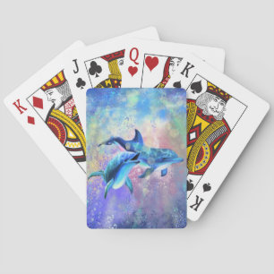 Dolphin Couple Playing Cards Happy Family