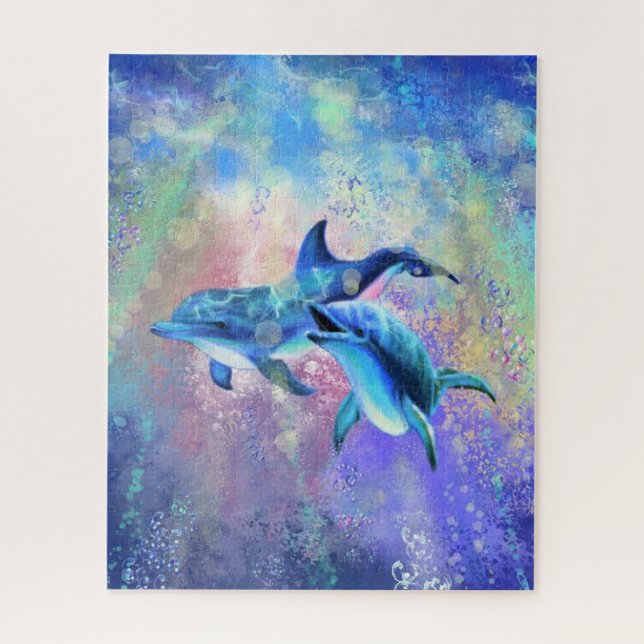 Dolphin Couple Puzzle Happy Family (Vertical)