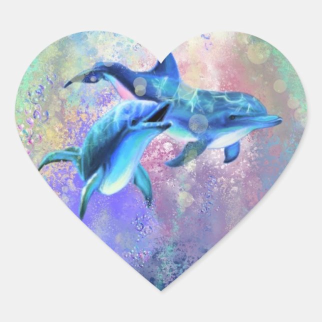 Dolphin Couple Sticker - Painting (Front)