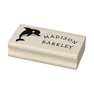 Dolphin Cute Kid's Adorable Name Rubber Stamp