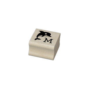 Dolphin Cute Kid's Monogram Initial Rubber Stamp