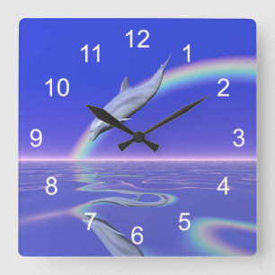 Dolphin Download Square Wall Clock