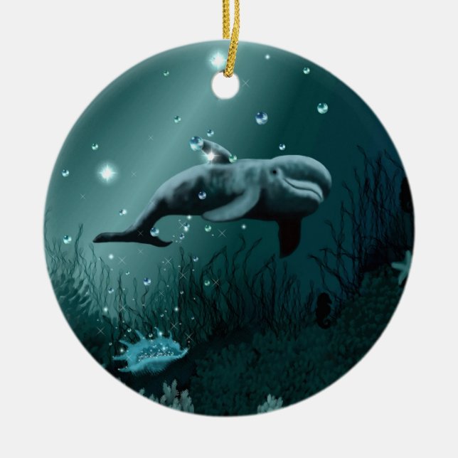 Dolphin Dream Ceramic Tree Decoration (Front)