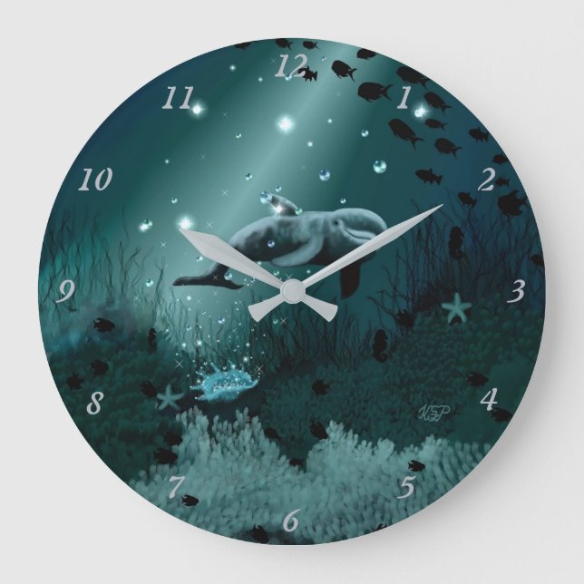 Dolphin Dream Large Clock (Front)