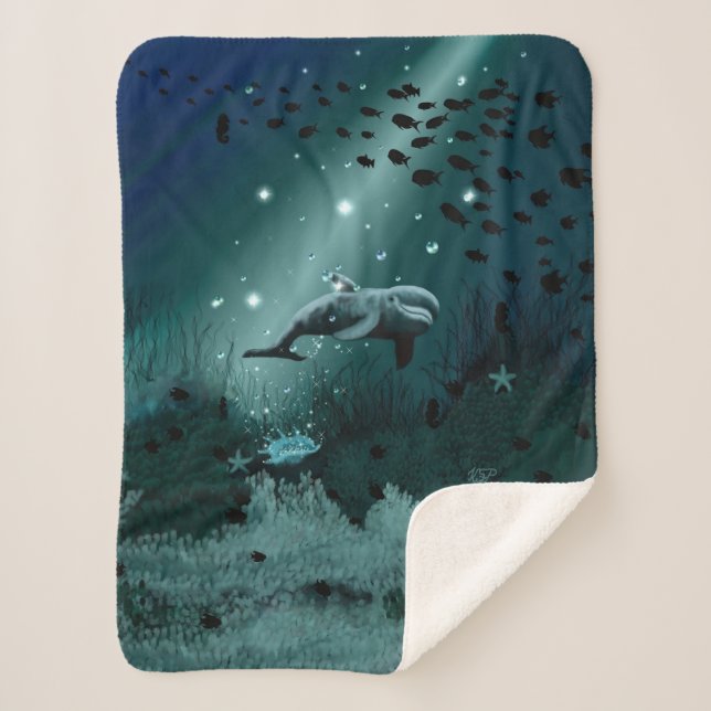Dolphin Dream Sherpa Blanket (Front)