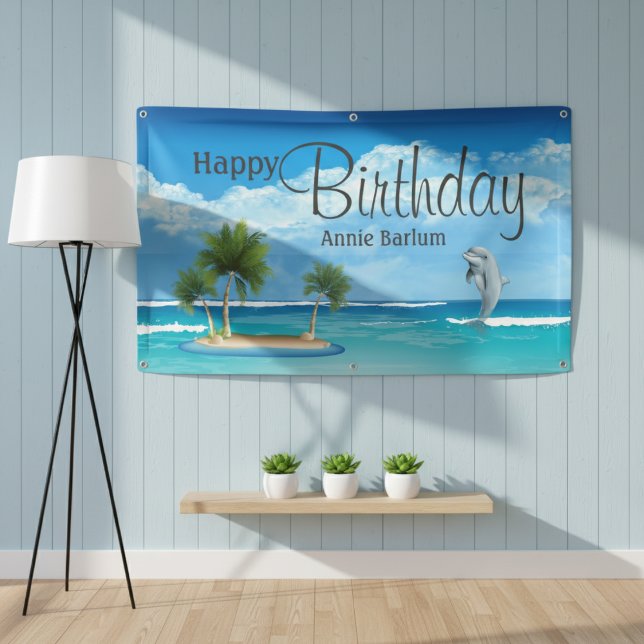  "Dolphin Dream" Tropical Island Birthday Banner  ("Dolphin Dream" Tropical Island Birthday Banner)