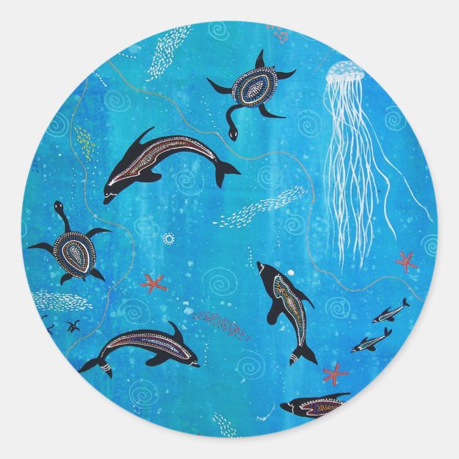 Dolphin Dreaming Classic Round Sticker (Front)