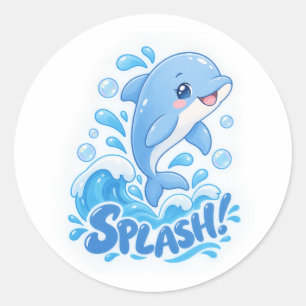 Dolphin Dreams – Ocean Vibes 🐬 Classic Round Sticker