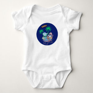 Dolphin eat pizza in summer holiday baby bodysuit