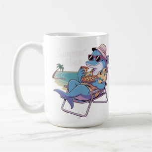 Dolphin eat pizza in summer holiday coffee mug