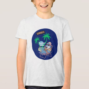 Dolphin eat pizza in summer holiday Tri-Blend shirt