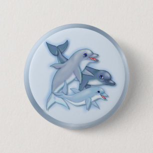 Dolphin Family 6 Cm Round Badge