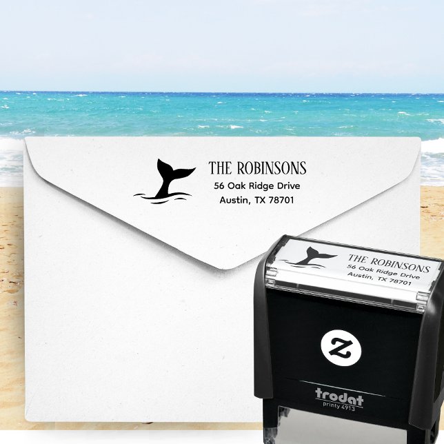 Dolphin Family Address Self Inking Rubber Stamp (Dolphin fin family address self inking stamp)