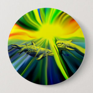 Dolphin Family in the Sunshine 10 Cm Round Badge