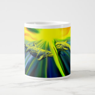 Dolphin Family in the Sunshine Large Coffee Mug