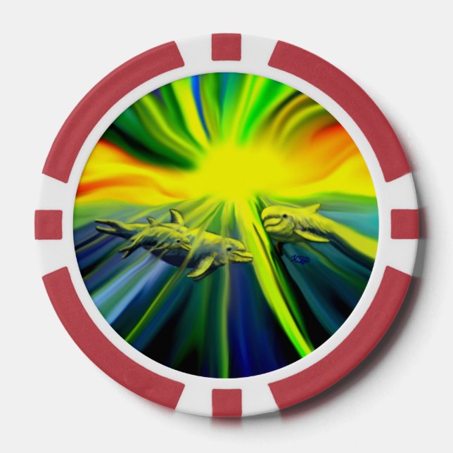 Dolphin Family in the Sunshine Poker Chips (Front)