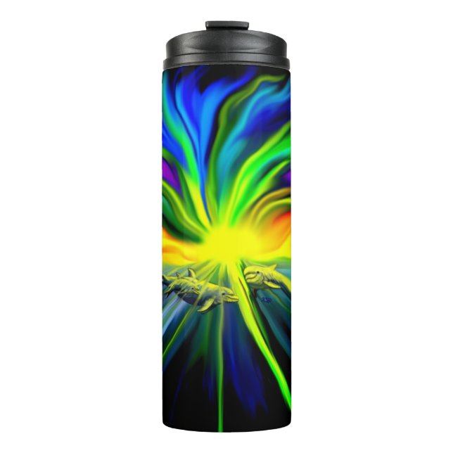 Dolphin Family in the Sunshine Thermal Tumbler (Front)