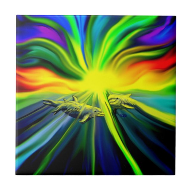 Dolphin Family in the Sunshine Tile (Front)