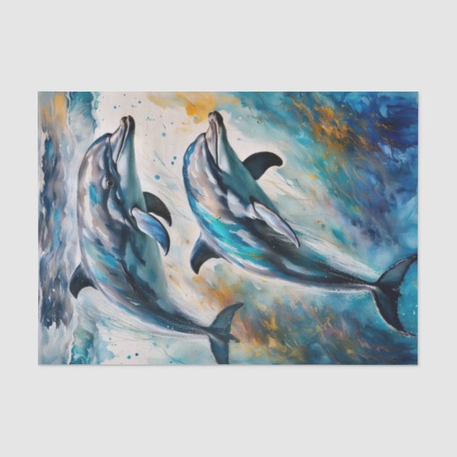Dolphin Family Nautical Decoupage Paper (Front)