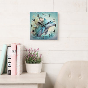 Dolphin Fantasy 5 Square Wall Clock