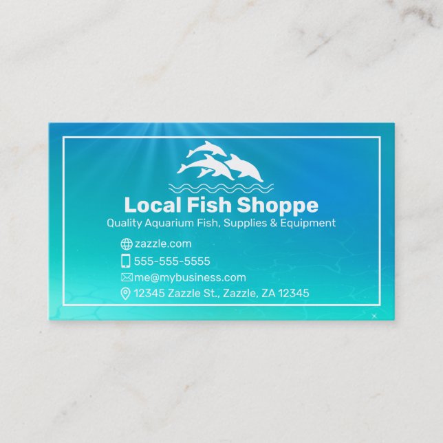 Dolphin, Fish aquarium Shop Business Card (Front)