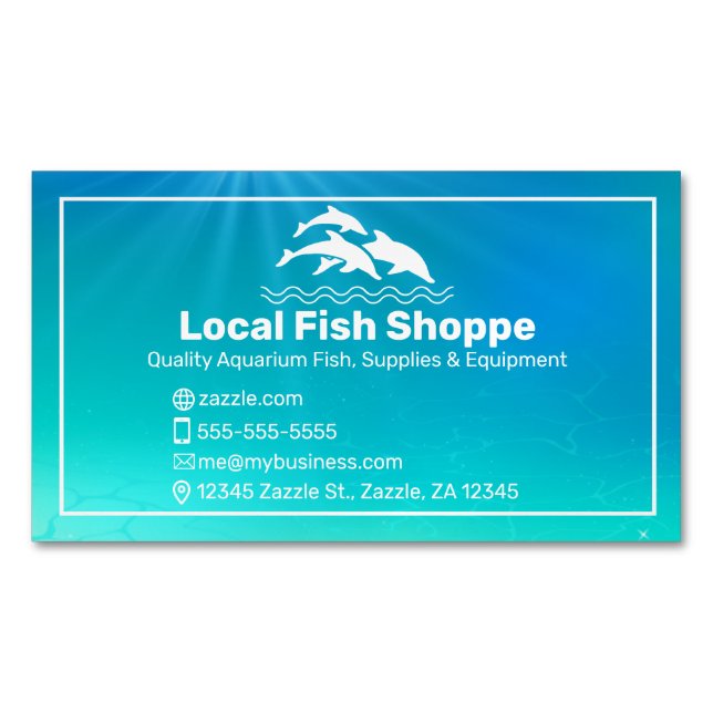 Dolphin, Fish aquarium Shop Magnetic Business Card (Front)