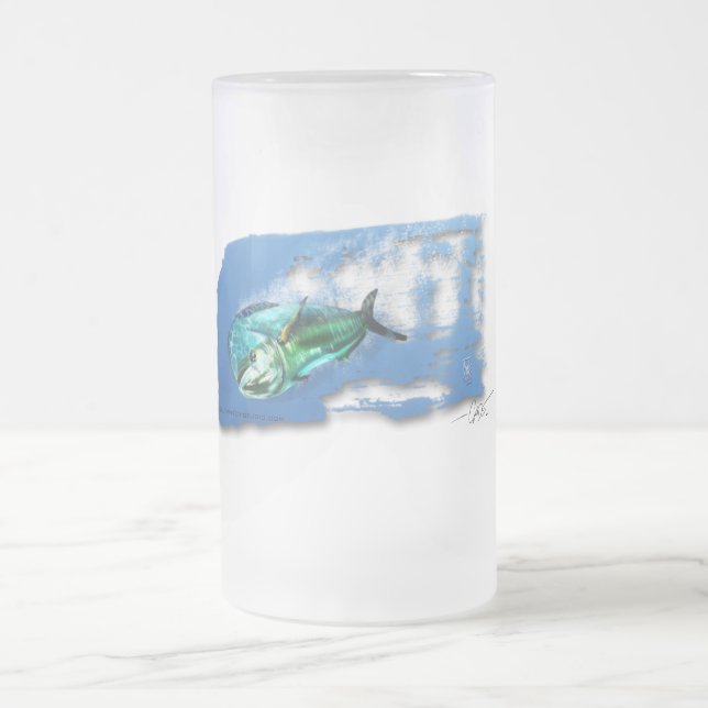 Dolphin fish attack frosted beer glass frosted glass beer mug (Center)