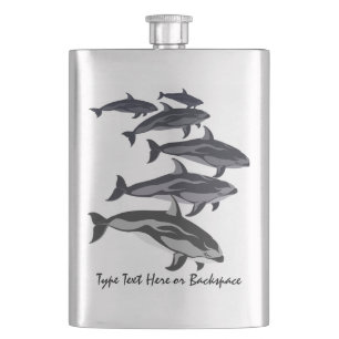 Dolphin Flask Custom White Sided Dolphin Art Flask