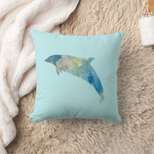 Dolphin Florida Animal Painting Throw Pillow