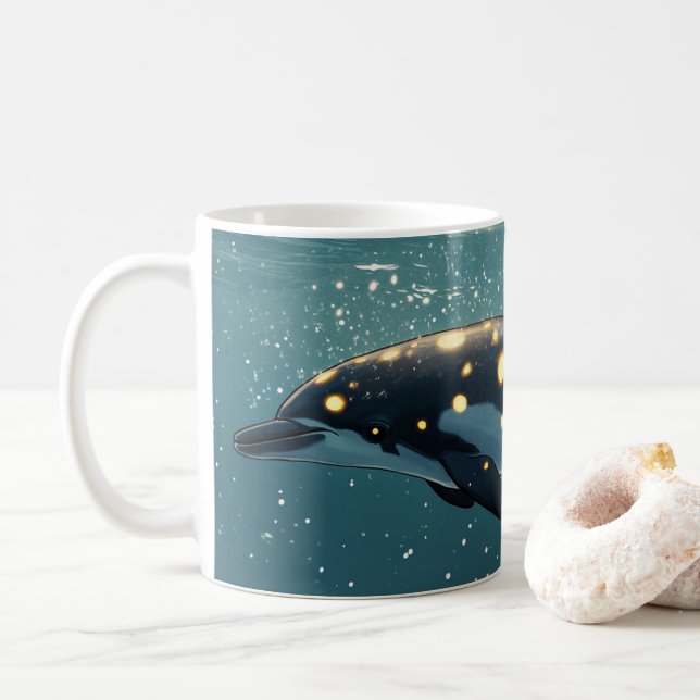 Dolphin Galaxy" or "cosmic". Coffee Mug (With Donut)