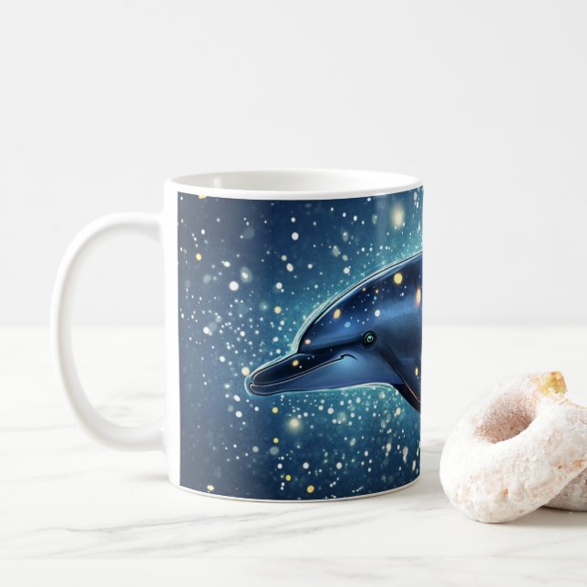 Dolphin Galaxy" or "cosmic". Coffee Mug (With Donut)