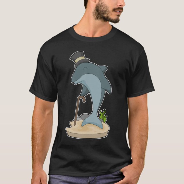 Dolphin Gentleman Hat T-Shirt (Front)