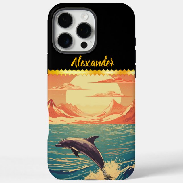 Dolphin gracefully leaping through vibrant ocean Case-Mate iPhone case (Back)