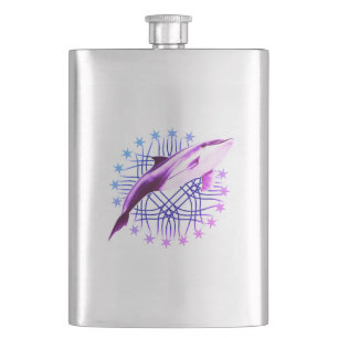 Dolphin Graphic Design Hip Flask