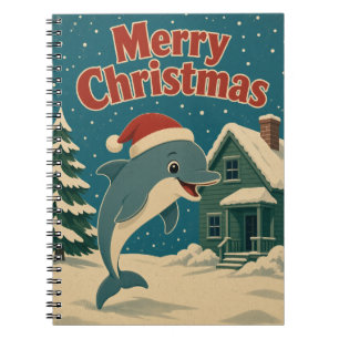 Dolphin Green Cottage Animal Christmas Notebook