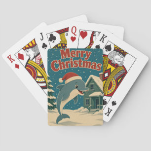 Dolphin Green Cottage Animal Christmas Playing Cards