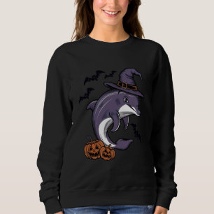 Dolphin Halloween Costume Scary Pumpkin Bat Witch Sweatshirt
